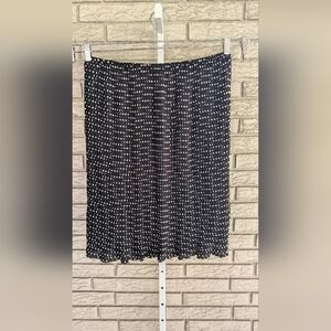 English Laundry Black White Polka Dot Pleated Lined Skirt XL EUC